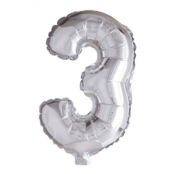 Folieballon 3 jaar zilver 41cm