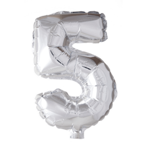 Folieballon 5 jaar zilver 41cm