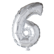 Folieballon 6 jaar zilver 41cm