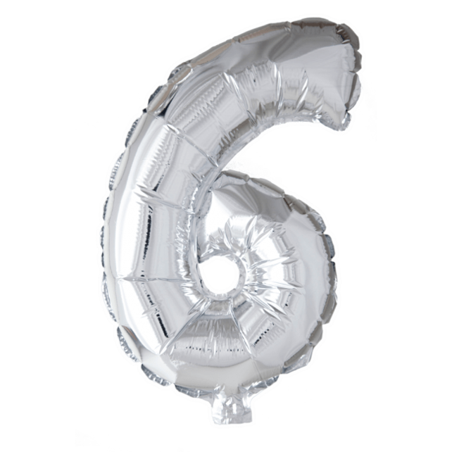 Folieballon 6 jaar zilver 41cm