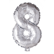 Folieballon 8 jaar zilver 41cm