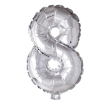 Folieballon 8 jaar zilver 41cm