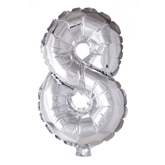 Folieballon 8 jaar zilver 41cm