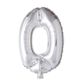 Folieballon cijfer 0 zilver 41cm