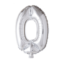 Folieballon cijfer 0 zilver 41cm