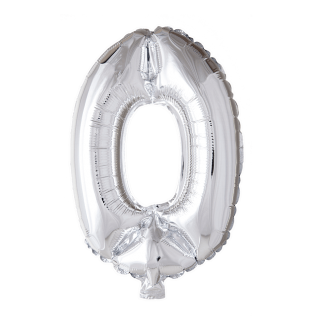 Folieballon cijfer 0 zilver 41cm