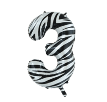 Folieballon 3 jaar zebra 86cm