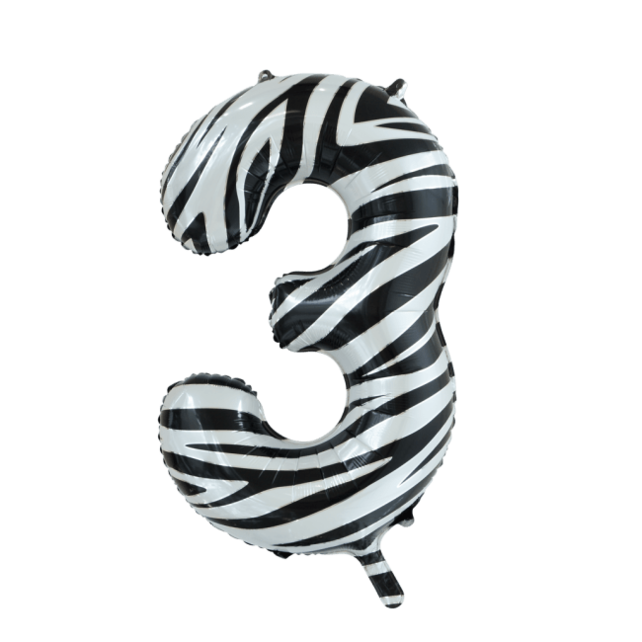 Folieballon 3 jaar zebra 86cm Folieballon 3 jaar zebra 86cm