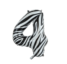 Folieballon 4 jaar zebra 86cm