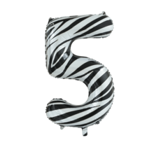 Folieballon 5 jaar zebra 86cm