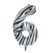 Folieballon 6 jaar zebra 86cm