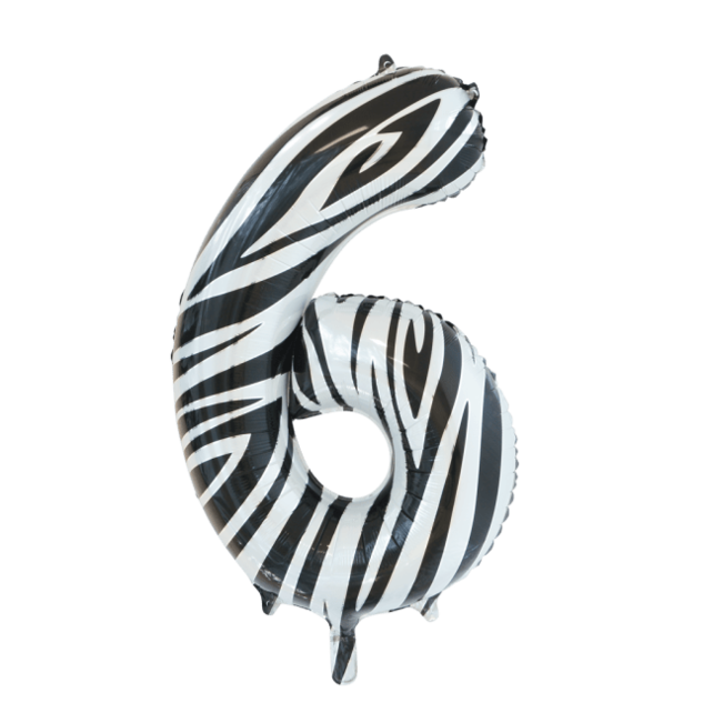Folieballon 6 jaar zebra 86cm