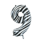 Folieballon 9 jaar zebra 86cm