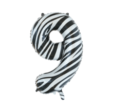 Folieballon 9 jaar zebra 86cm