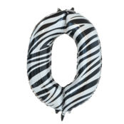 Folieballon cijfer 0 zebra 86cm