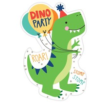 8 uitnodigingen met envelop Dino Mite