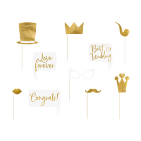 Photo booth props bruiloft goud