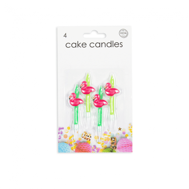 4 taart kaarsjes flamingo