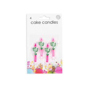4 taart kaarsjes cactus