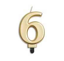 Cijfer kaars metallic Goud 6
