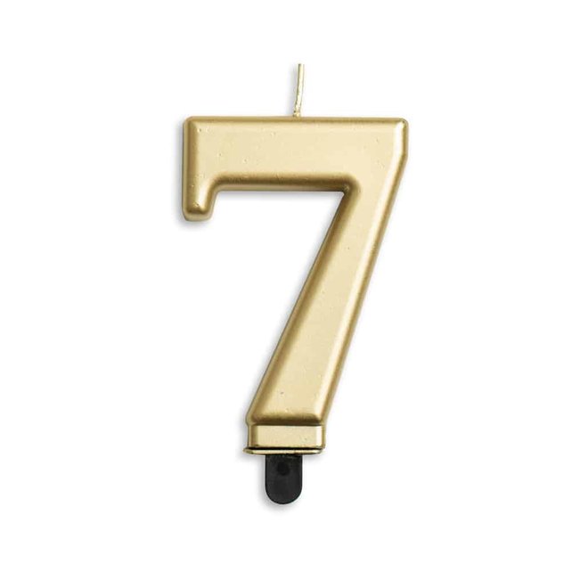 Cijfer kaars metallic Goud 7