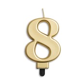 Cijfer kaars metallic Goud 8