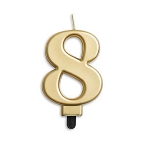 Cijfer kaars metallic Goud 8