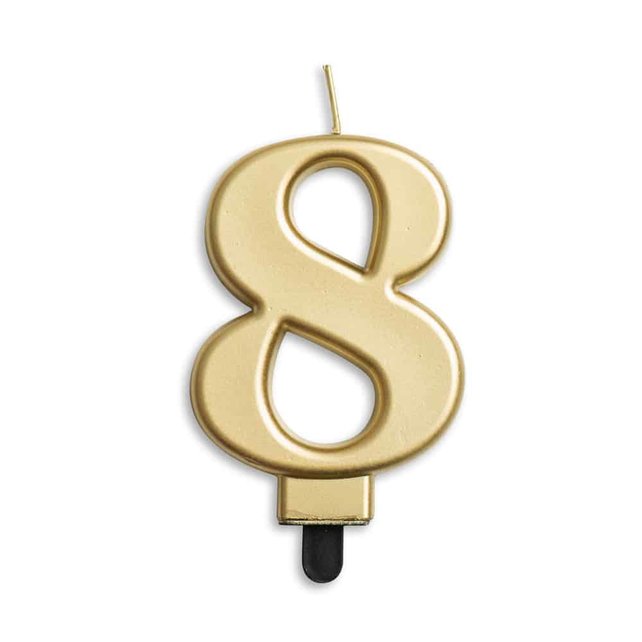 Cijfer kaars metallic Goud 8