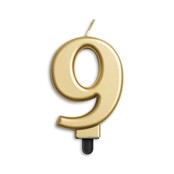 Cijfer kaars metallic Goud 9