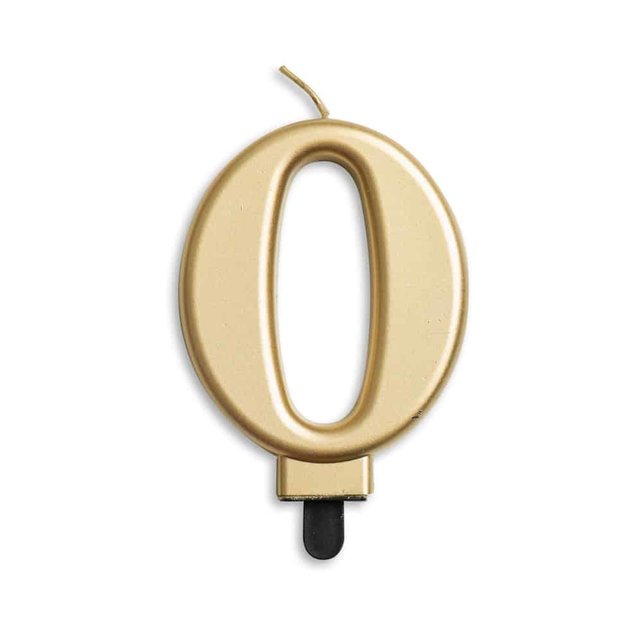 Cijfer kaars metallic Goud 0 Cijfer kaars metallic Goud 0