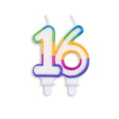Cijfer kaars gekleurd 16 jaar