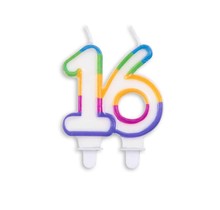 Cijfer kaars gekleurd 16 jaar