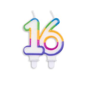 Cijfer kaars gekleurd 16 jaar