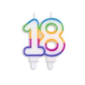 Cijfer kaars gekleurd 18 jaar