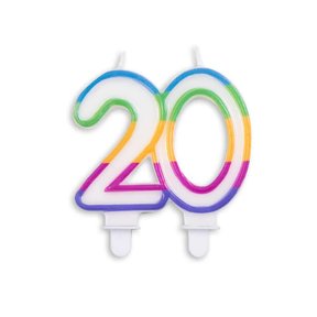Cijfer kaars gekleurd 20 jaar