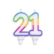 Cijfer kaars gekleurd 21 jaar