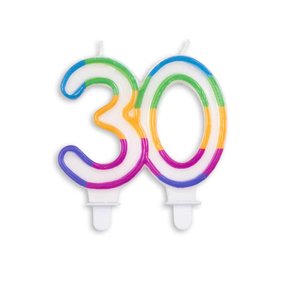 Cijfer kaars gekleurd 30 jaar
