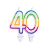 Cijfer kaars gekleurd 40 jaar