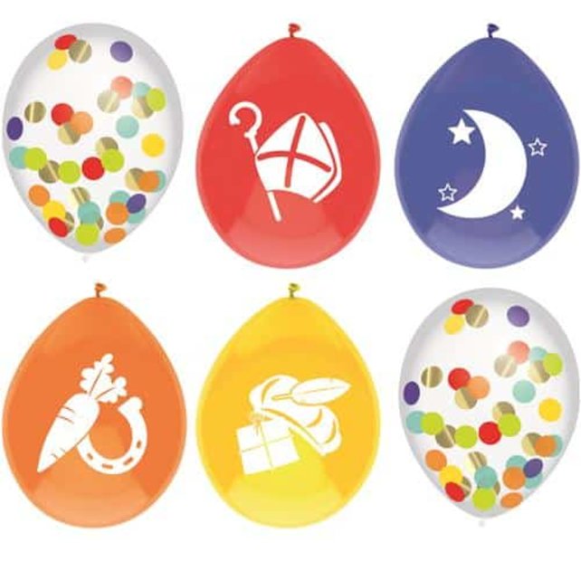 Ballonnen mix Sinterklaas 30cm 6st