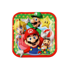 Super Mario papieren bordjes 18x18cm, 8 stuks