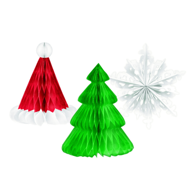 Honeycomb Kerst 35,5 Cm Papier 3 Stuks