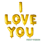 Folieballon Letters I LOVE YOU Goud 41cm