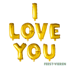 Folieballon Letters I LOVE YOU Goud 41cm