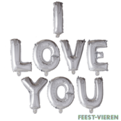 Folieballon Letters I LOVE YOU Zilver 41cm