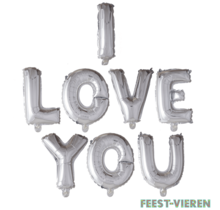 Folieballon Letters I LOVE YOU Zilver 41cm