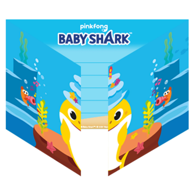 Baby Shark 8 uitnodigingen met envelop