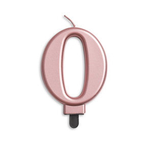 Cijfer kaars metallic Rosé Goud 0