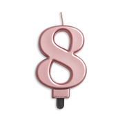 Cijfer kaars metallic Rosé Goud 8