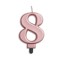 Cijfer kaars metallic Rosé Goud 8