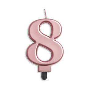 Cijfer kaars metallic Rosé Goud 8